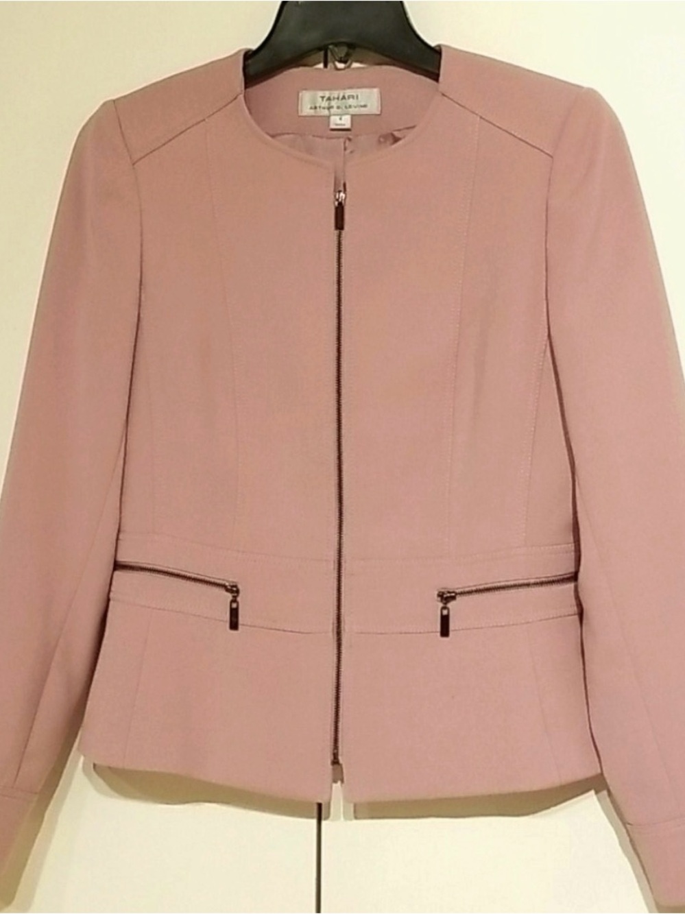 Tahari Blush Pink Zip-Front Women's Jacket